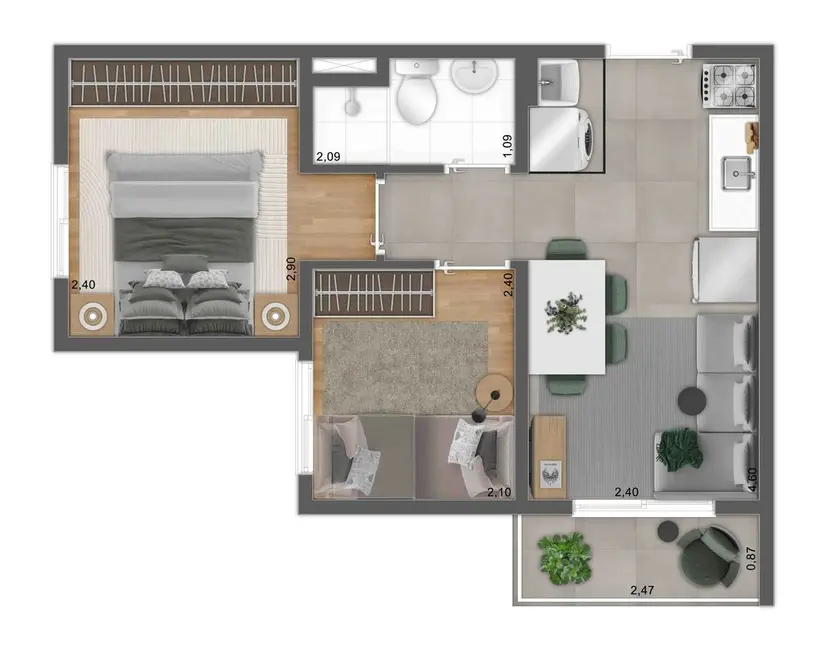 Apartamento com 1 quarto à venda, 29m2 em Campo Grande, São Paulo - SP - imagem 3 Foto 3 de Apartamento com 1 quarto à venda, 29m2 em Campo Grande, São Paulo - SP