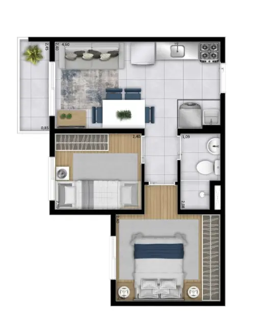 Foto 3 de Apartamento com 2 quartos à venda, 34m2 em Itaquera, São Paulo - SP