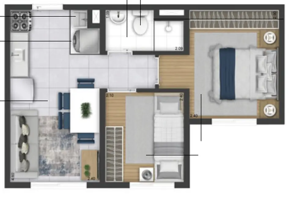 Foto 1 de Apartamento com 2 quartos à venda, 41m2 em Parque do Carmo, São Paulo - SP