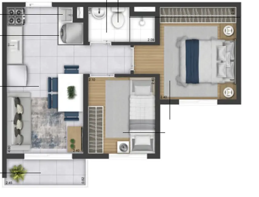 Foto 3 de Apartamento com 2 quartos à venda, 41m2 em Parque do Carmo, São Paulo - SP