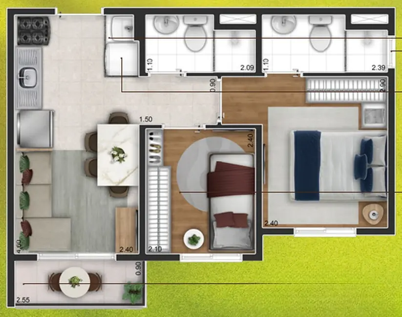Foto 4 de Apartamento com 2 quartos à venda, 48m2 em Mooca, São Paulo - SP