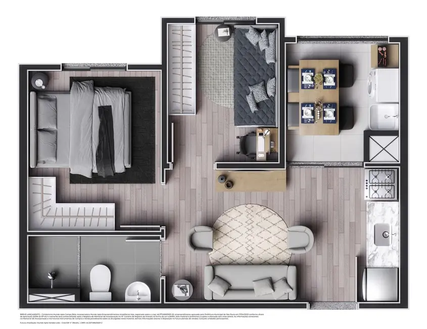 Apartamento com 2 quartos à venda, 37m2 em Campo Belo, São Paulo - SP - imagem 2 Foto 2 de Apartamento com 2 quartos à venda, 37m2 em Campo Belo, São Paulo - SP
