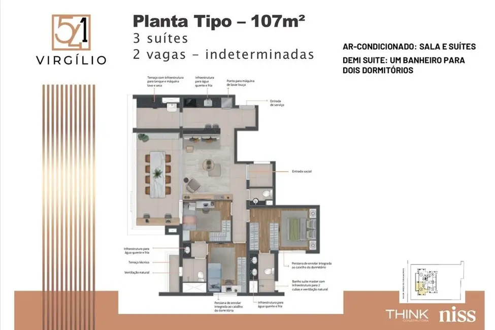 Foto 7 de Apartamento com 3 quartos à venda, 107m2 em Pinheiros, São Paulo - SP