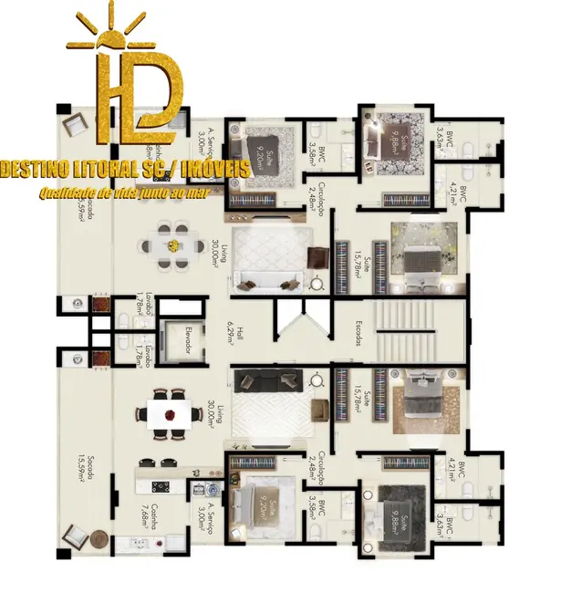 Foto 5 de Apartamento com 3 quartos à venda, 122m2 em Meia Praia, Itapema - SC