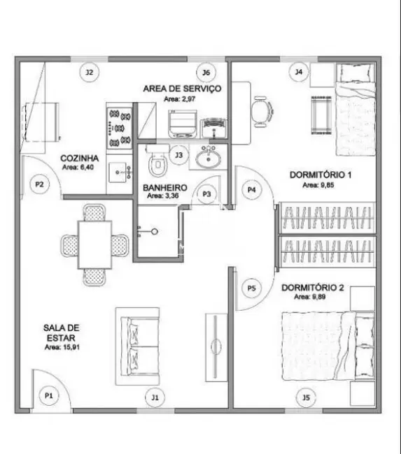 Foto 2 de Apartamento com 2 quartos à venda, 57m2 em Vila Mafalda, Jundiai - SP