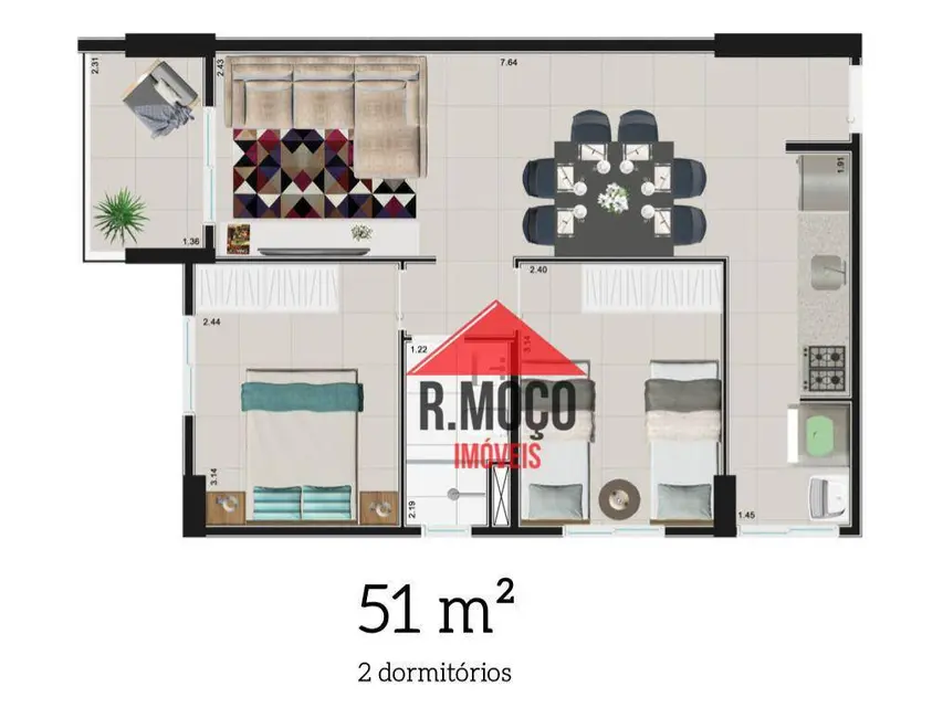 Apartamento com 2 quartos à venda, 51m2 em Vila Carrão, São Paulo - SP - imagem 4 Foto 4 de Apartamento com 2 quartos à venda, 51m2 em Vila Carrão, São Paulo - SP