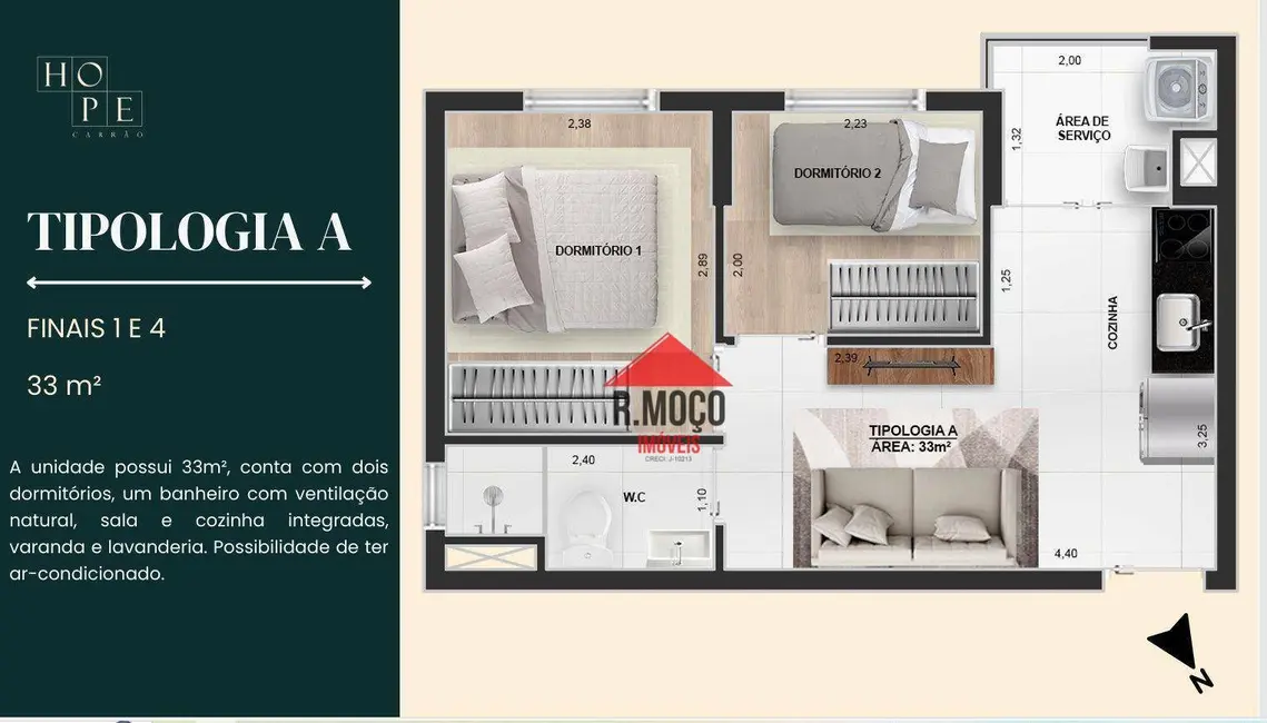 Foto 5 de Apartamento com 2 quartos à venda, 33m2 em Vila Carrão, São Paulo - SP