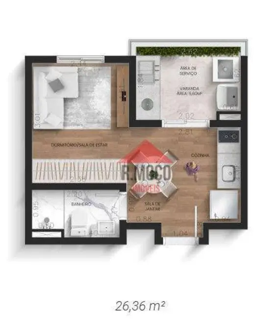 Foto 3 de Apartamento com 1 quarto à venda, 26m2 em Chácara Seis de Outubro, São Paulo - SP