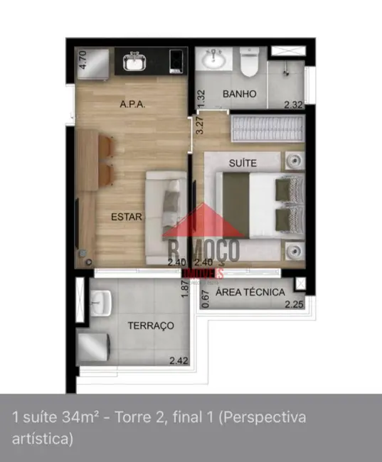 Foto 2 de Kitnet com 1 quarto à venda, 34m2 em Vila Guilhermina, São Paulo - SP