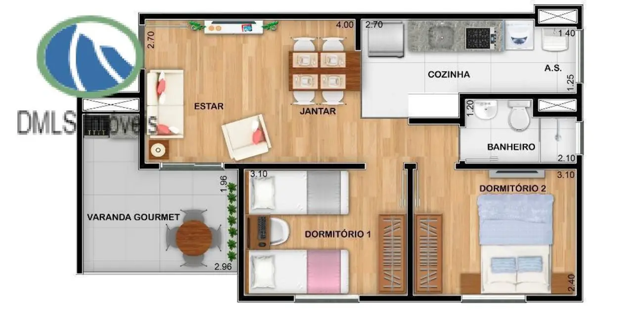 Foto 9 de Apartamento com 2 quartos à venda, 49m2 em Vargem Grande Paulista - SP