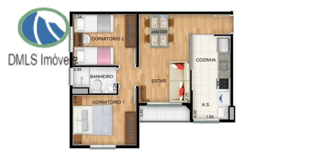 Foto 9 de Apartamento com 2 quartos à venda, 46m2 em Jardim Luciana, Franco Da Rocha - SP