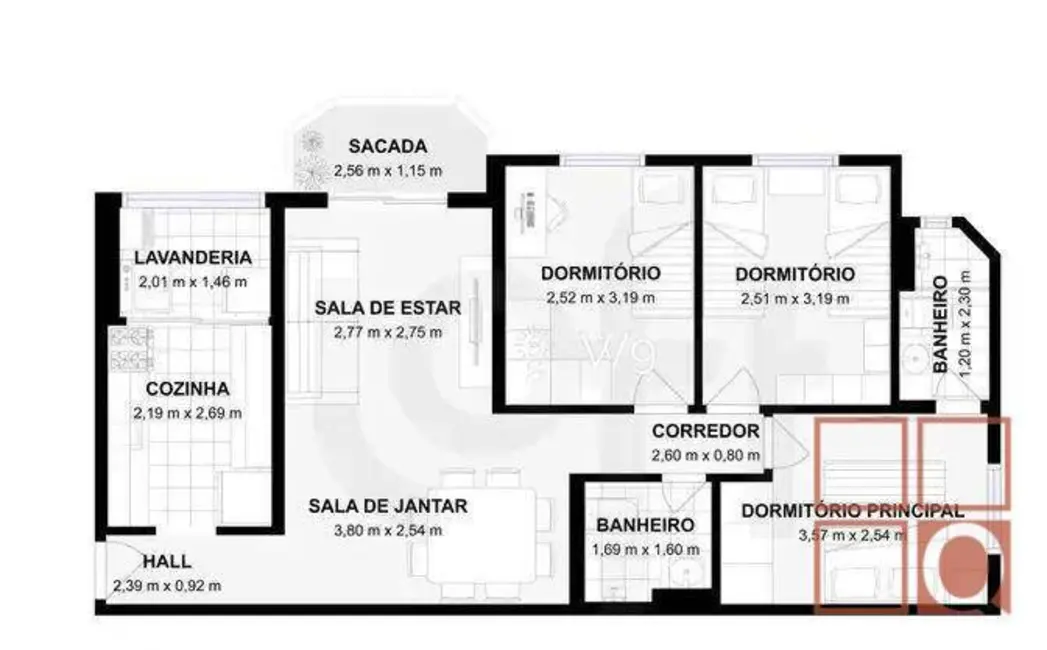 Foto 2 de Apartamento com 3 quartos à venda, 117m2 em Vila Carrão, São Paulo - SP