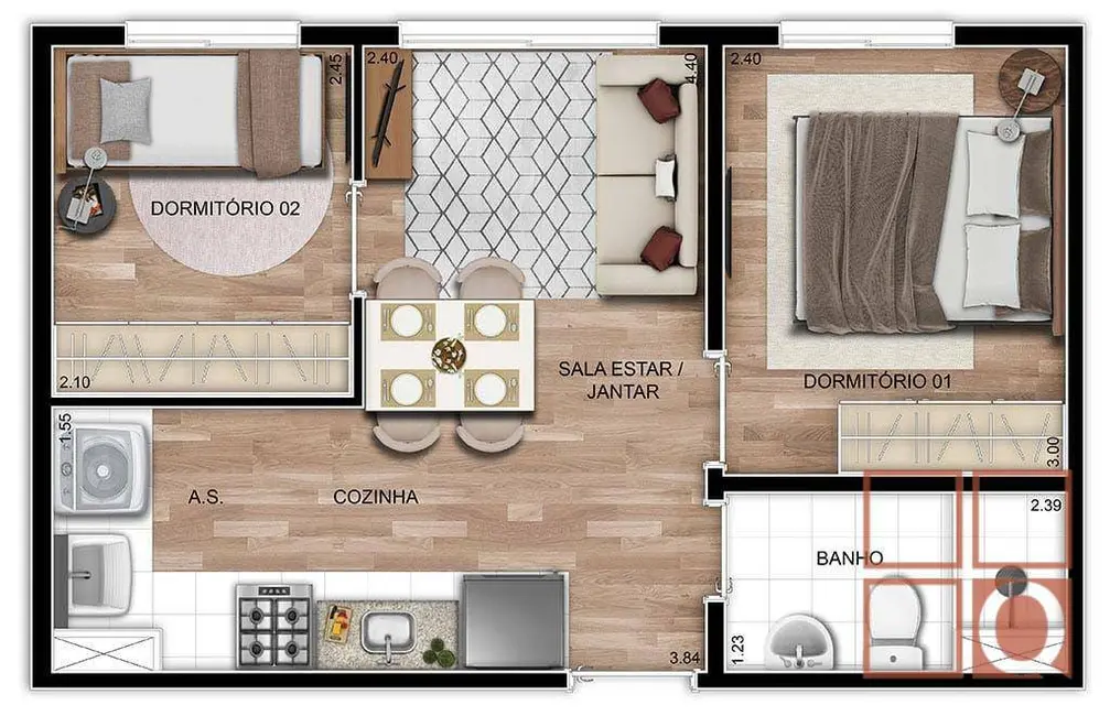 Foto 3 de Apartamento com 2 quartos à venda, 32m2 em Chácara Seis de Outubro, São Paulo - SP