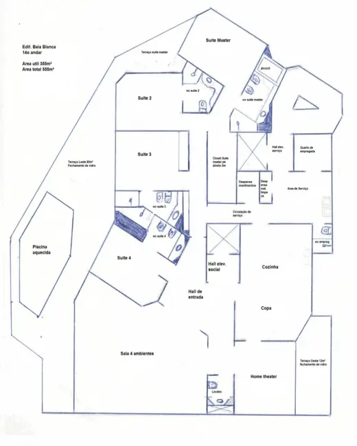 Foto 5 de Apartamento com 4 quartos para alugar, 355m2 em Guaruja - SP