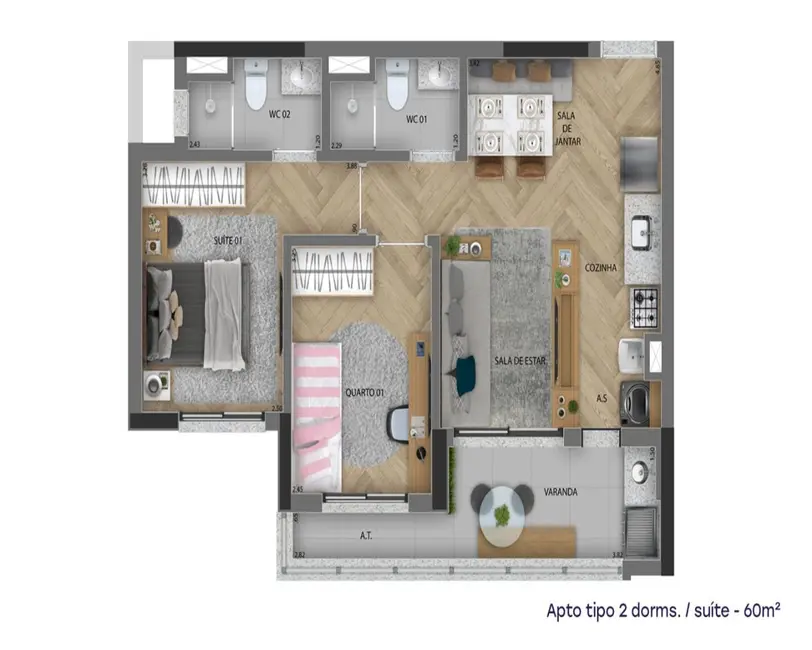 Foto 6 de Apartamento com 2 quartos à venda, 60m2 em Presidente Altino, Osasco - SP