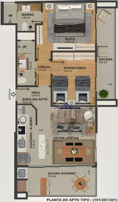 Foto 4 de Apartamento com 2 quartos à venda, 72m2 em Centro, Balneario Picarras - SC