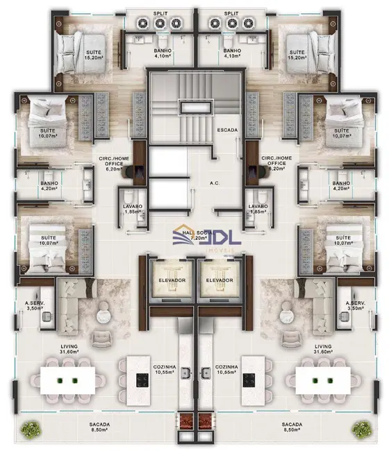 Foto 4 de Apartamento com 3 quartos à venda, 120m2 em Centro, Balneario Picarras - SC