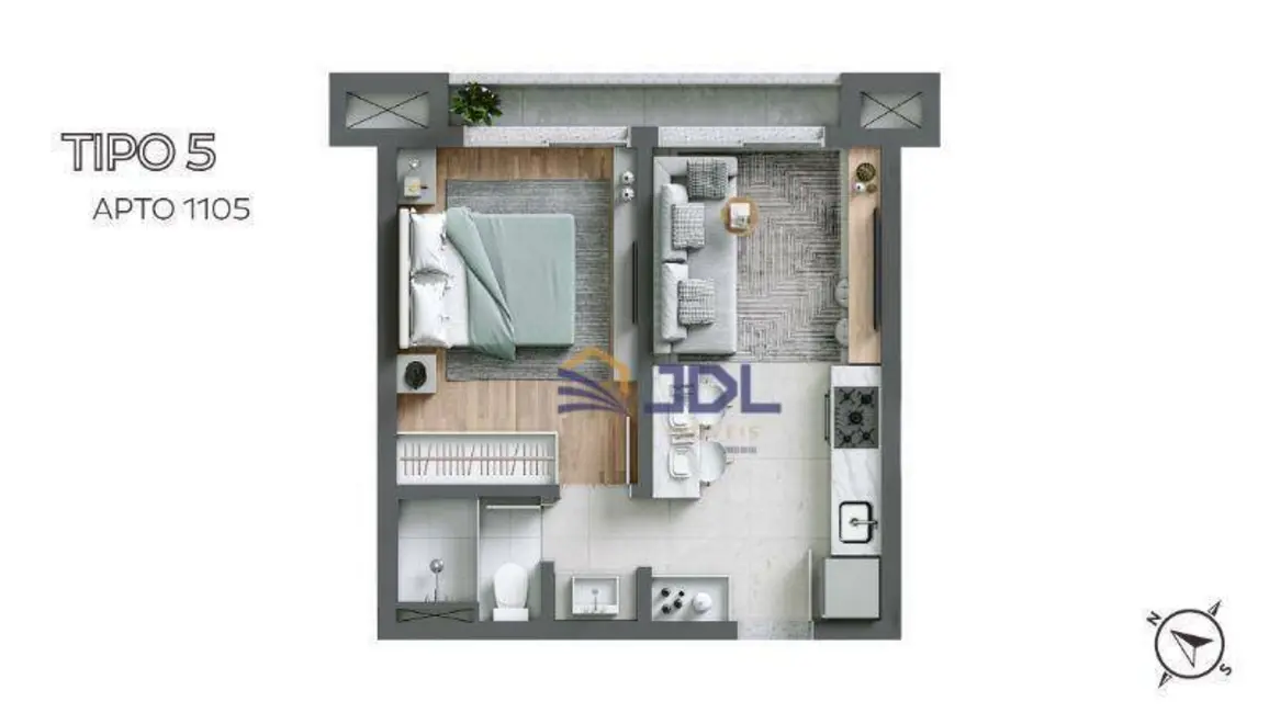 Apartamento com 1 quarto à venda, 63m2 em Blumenau - SC - imagem 6 Foto 6 de Apartamento com 1 quarto à venda, 63m2 em Blumenau - SC