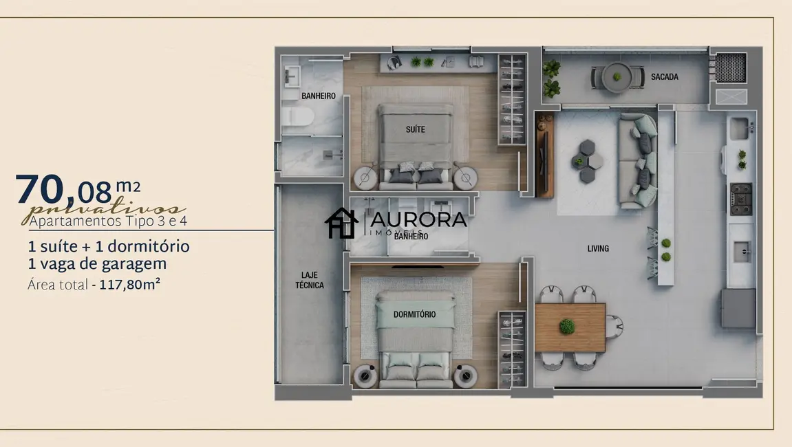 Foto 1 de Apartamento com 2 quartos à venda, 70m2 em Itajai - SC