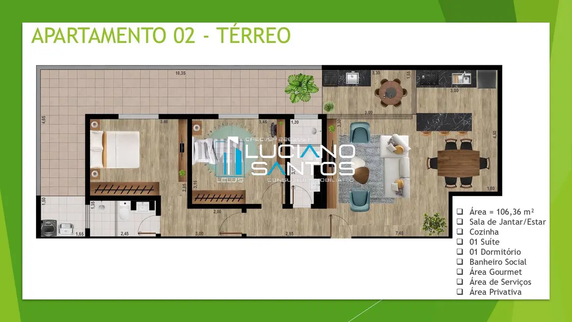 Foto 9 de Apartamento com 2 quartos à venda, 106m2 em Boituva - SP