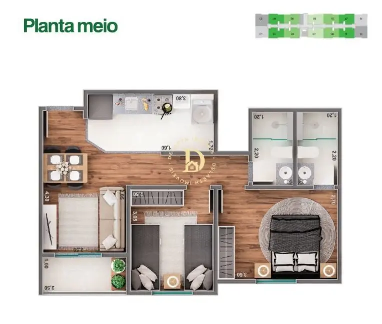 Foto 9 de Apartamento com 2 quartos à venda, 52m2 em Sao Jose Dos Campos - SP