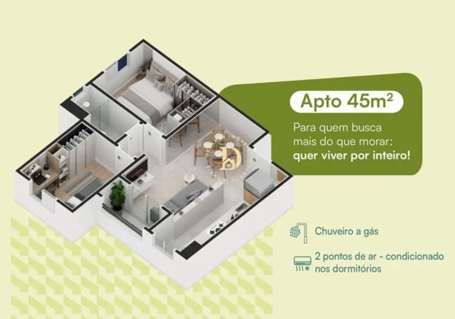 Foto 2 de Apartamento com 2 quartos à venda, 42m2 em Sao Jose Dos Campos - SP