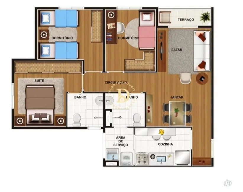 Foto 2 de Apartamento com 3 quartos à venda, 68m2 em Sao Jose Dos Campos - SP