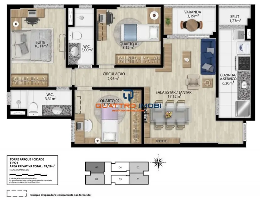 Apartamento com 2 quartos à venda, 59m2 em Luzia, Aracaju - SE - imagem 3 Foto 3 de Apartamento com 2 quartos à venda, 59m2 em Luzia, Aracaju - SE