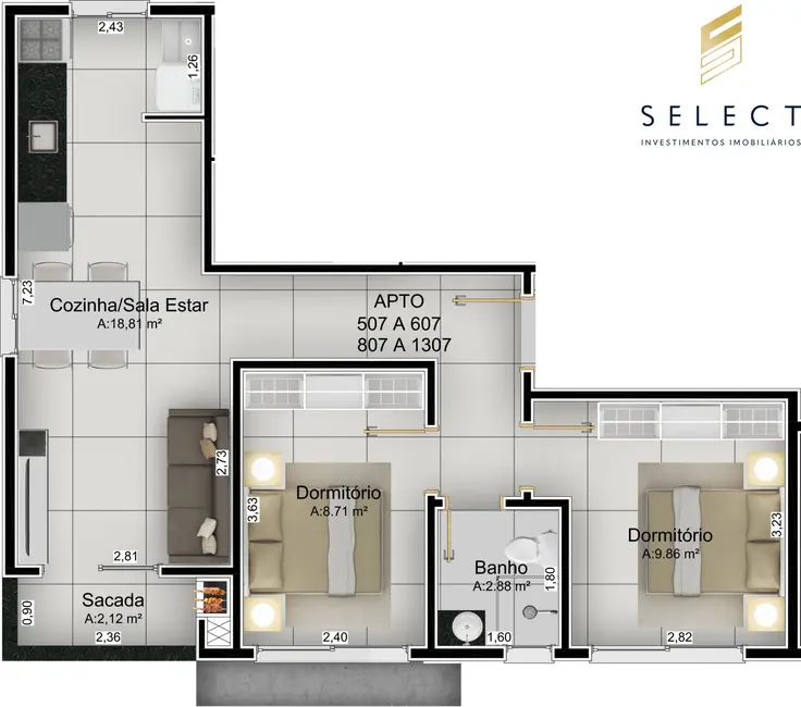 Foto 2 de Apartamento com 2 quartos à venda, 61m2 em Nossa Senhora do Rosário, Santa Maria - RS