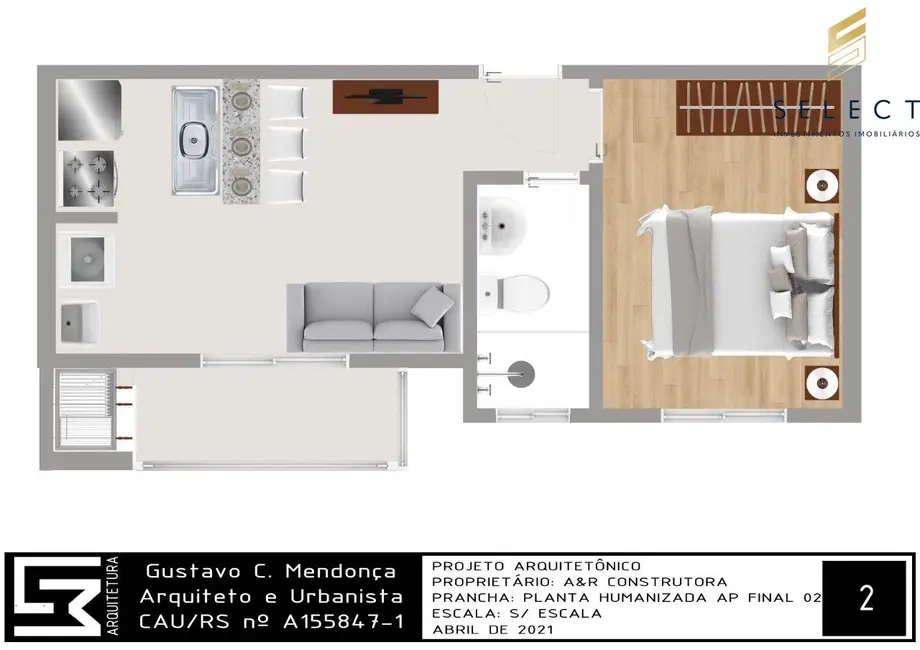 Foto 2 de Apartamento com 1 quarto à venda, 35m2 em Camobi, Santa Maria - RS