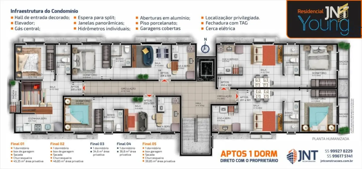 Foto 2 de Apartamento com 1 quarto à venda, 45m2 em Camobi, Santa Maria - RS