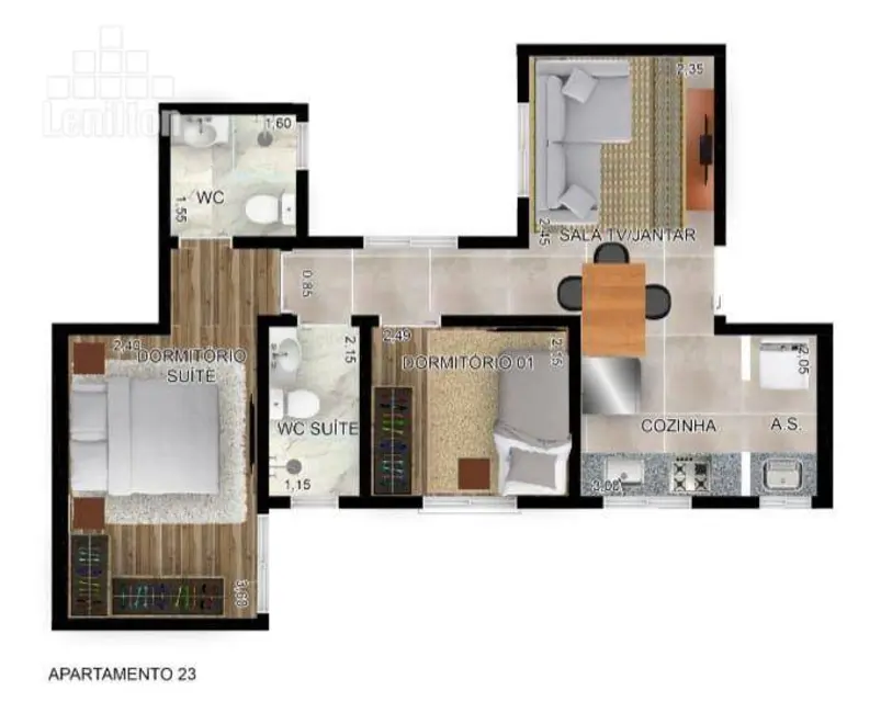 Foto 4 de Apartamento com 2 quartos à venda, 44m2 em Santa Maria, Santo Andre - SP