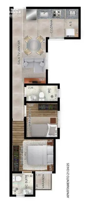 Foto 5 de Apartamento com 2 quartos à venda, 44m2 em Santa Maria, Santo Andre - SP