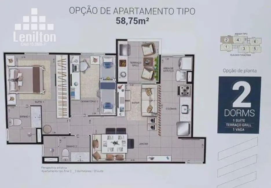 Foto 3 de Apartamento com 2 quartos à venda, 59m2 em Campestre, Santo Andre - SP