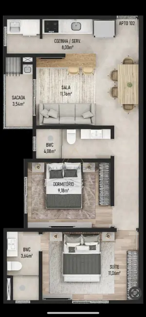 Apartamento com 2 quartos à venda, 63m2 em Barra Velha - SC - imagem 5 Foto 5 de Apartamento com 2 quartos à venda, 63m2 em Barra Velha - SC