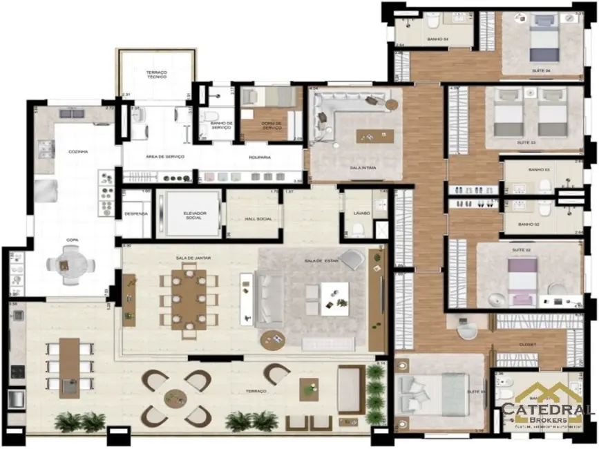 Apartamento com 4 quartos à venda, 296m2 em Anhangabaú, Jundiai - SP - imagem 5 Foto 5 de Apartamento com 4 quartos à venda, 296m2 em Anhangabaú, Jundiai - SP