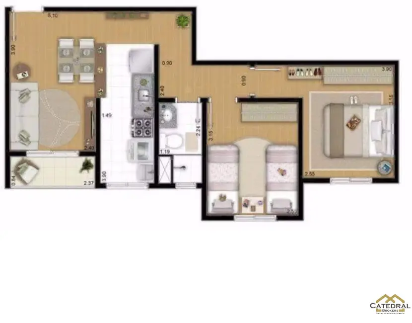 Foto 9 de Apartamento com 2 quartos à venda, 49m2 em Vila Nambi, Jundiai - SP