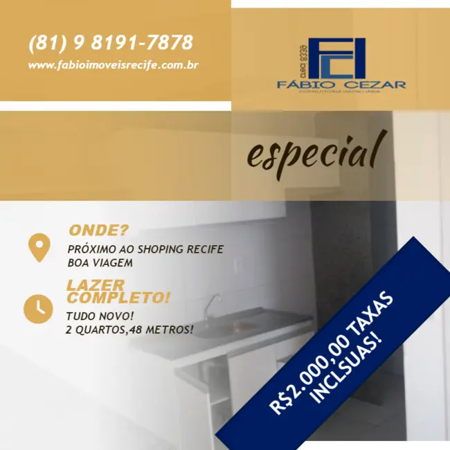 Foto 1 de Apartamento com 1 quarto para alugar, 36m2 em Boa Viagem, Recife - PE