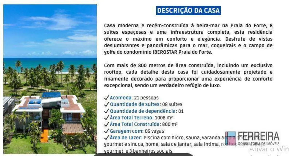 Casa de Condomínio com 9 quartos à venda e para alugar, 1000m2 em Costa do Sauípe, Mata De Sao Joao - BA - imagem 3 Foto 3 de Casa de Condomínio com 9 quartos à venda e para alugar, 1000m2 em Costa do Sauípe, Mata De Sao Joao - BA