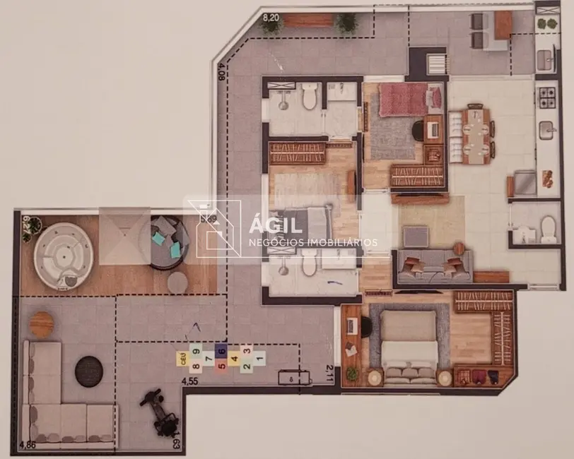 Apartamento com 3 quartos à venda, 143m2 em Sao Jose Dos Campos - SP - imagem 6 Foto 6 de Apartamento com 3 quartos à venda, 143m2 em Sao Jose Dos Campos - SP