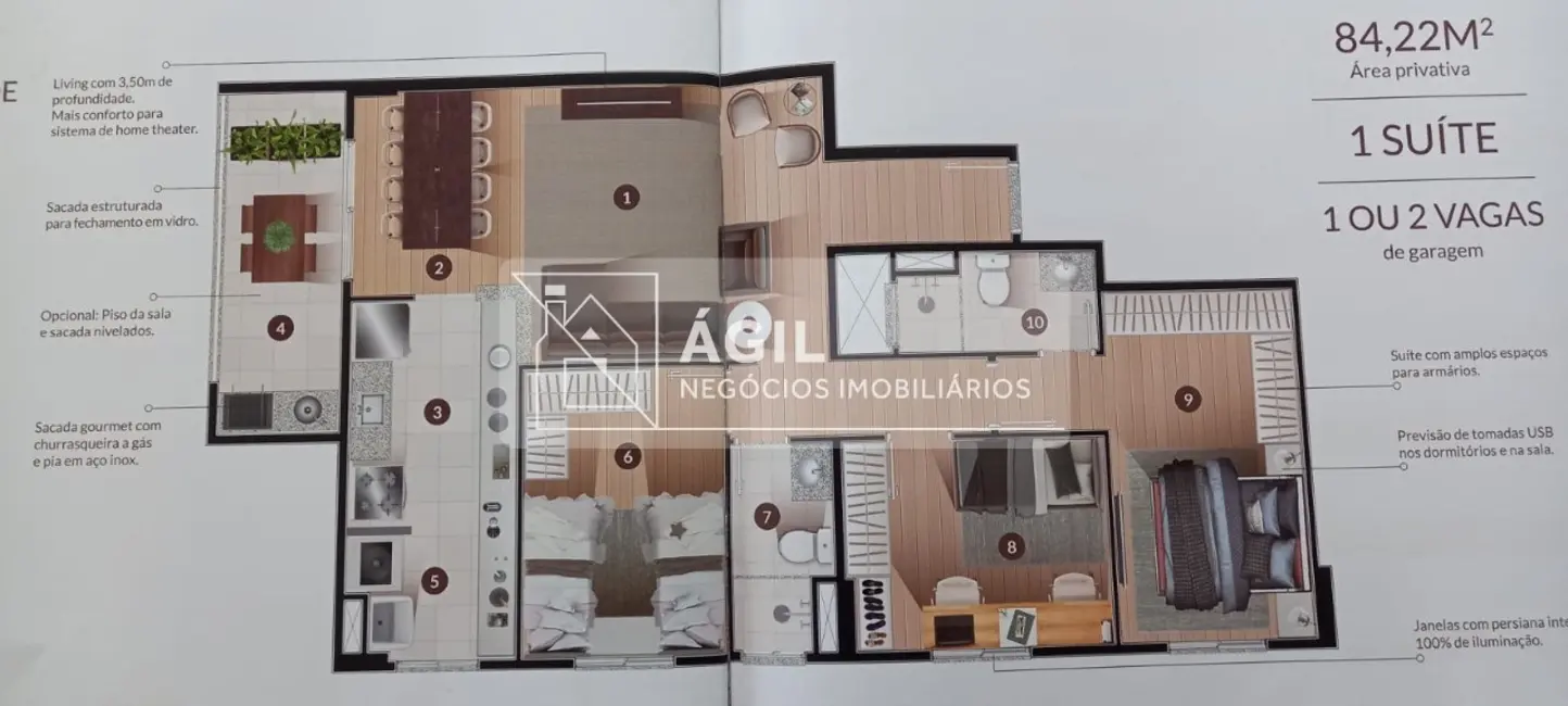 Foto 3 de Apartamento com 3 quartos à venda, 84m2 em Loteamento Villa Branca, Jacarei - SP