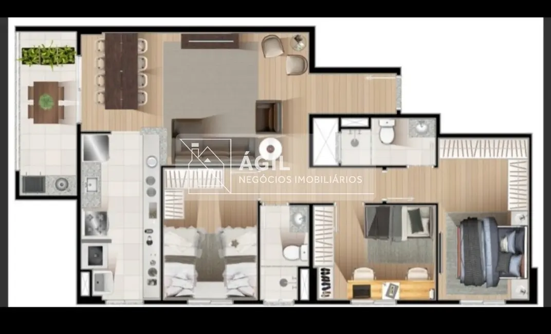 Foto 6 de Apartamento com 3 quartos para alugar, 84m2 em Loteamento Villa Branca, Jacarei - SP