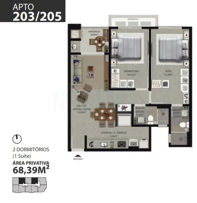 Foto 9 de Apartamento com 2 quartos à venda, 68m2 em Ingleses do Rio Vermelho, Florianopolis - SC