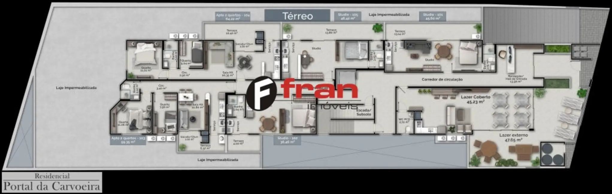 Apartamento com 2 quartos à venda, 59m2 em Carvoeira, Florianopolis - SC - imagem 3 Foto 3 de Apartamento com 2 quartos à venda, 59m2 em Carvoeira, Florianopolis - SC