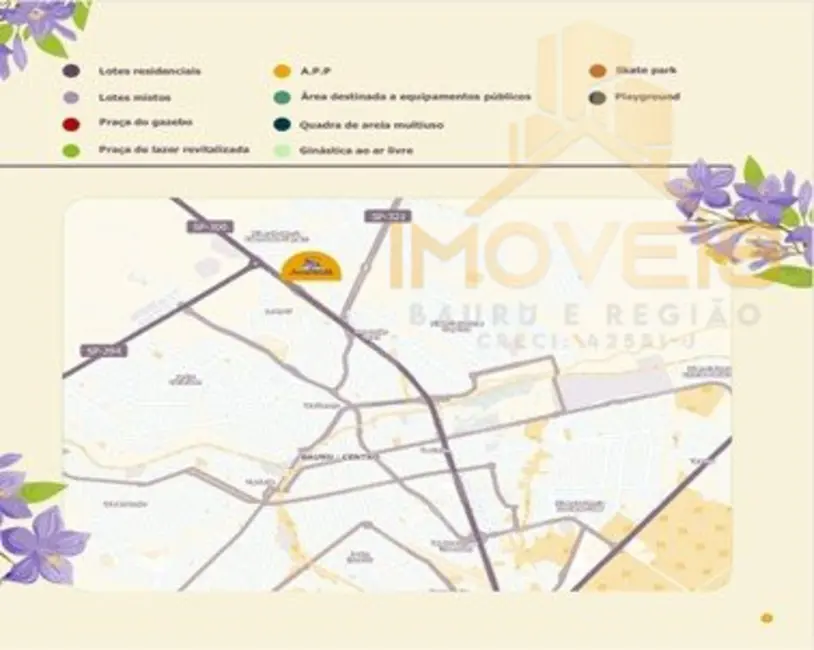 Foto 2 de Terreno / Lote à venda, 225m2 em Núcleo Residencial Edison Bastos Gasparini, Bauru - SP