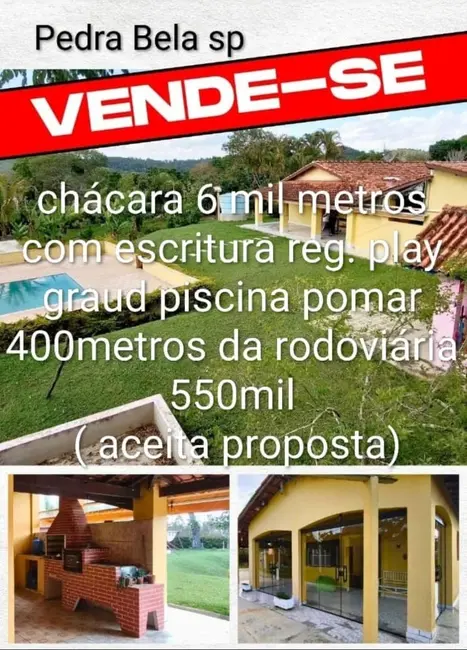 Foto 1 de Chácara com 2 quartos à venda, 200m2 em Pedra Bela - SP