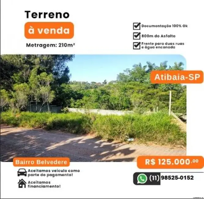 Foto 1 de Terreno / Lote à venda, 195m2 em Atibaia Belvedere, Atibaia - SP