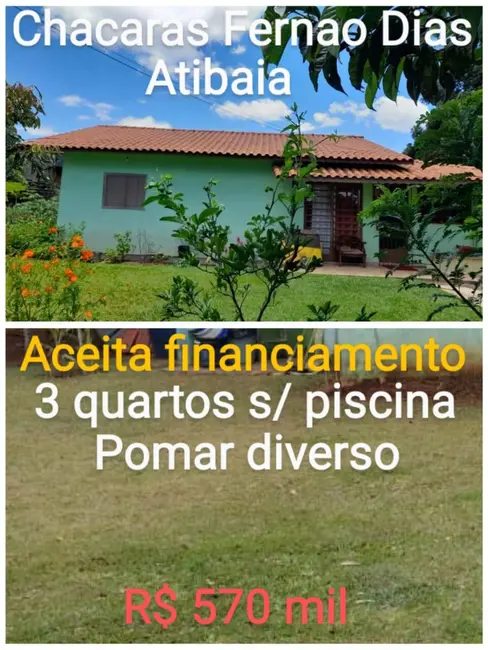Foto 1 de Chácara com 3 quartos à venda, 80m2 em Tanque, Atibaia - SP