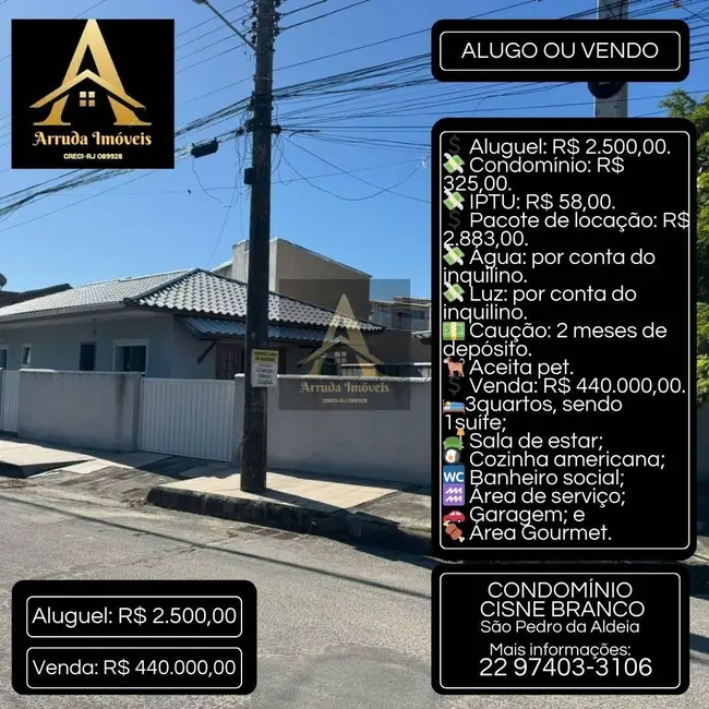 Casa com 3 quartos para alugar em Fluminense, Sao Pedro Da Aldeia - RJ - imagem 1 Foto 1 de Casa com 3 quartos para alugar em Fluminense, Sao Pedro Da Aldeia - RJ