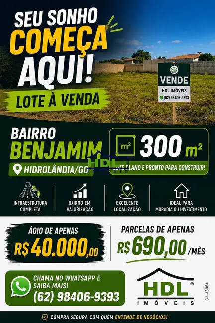 Terreno / Lote à venda, 300m2 em Hidrolandia - GO - imagem 1 Foto 1 de Terreno / Lote à venda, 300m2 em Hidrolandia - GO